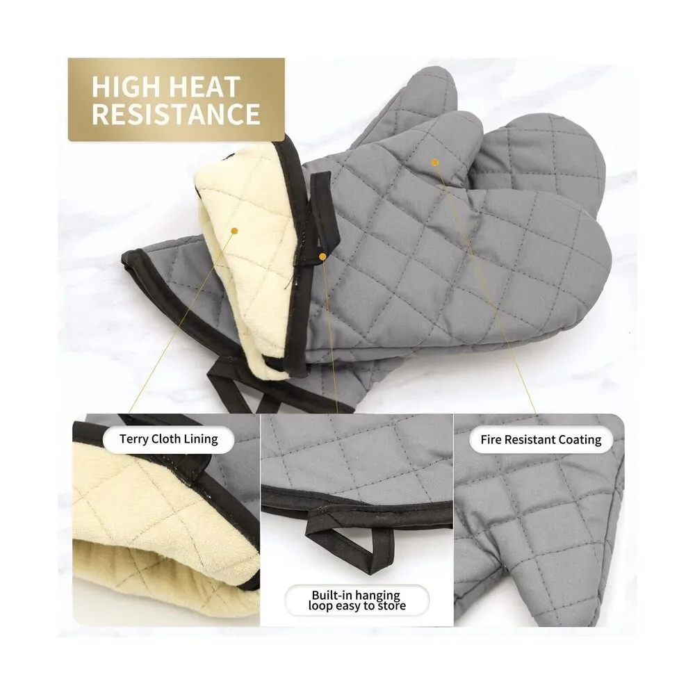 Oven Mitts 1 Pair of Quilted Thick Lining Heat Resistant Kitchen prof Gloves